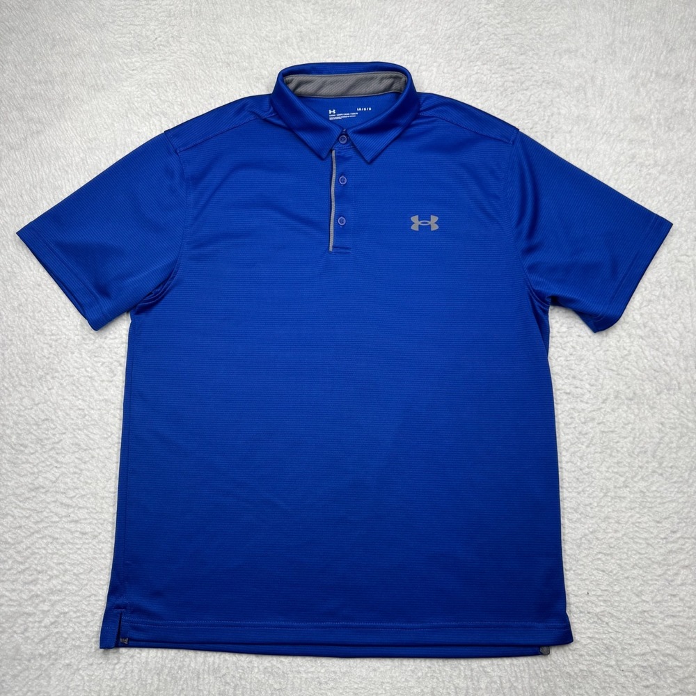 Under Armour Polo Shirt Short Sleeves Casual Loose Fit Blue Men's Size Large